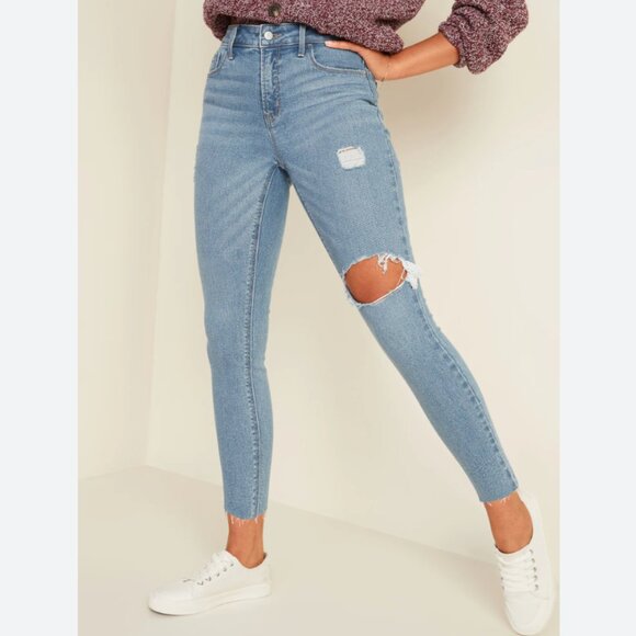 *Old Navy High-Waisted Rockstar Super Skinny Ripped Ankle Jeans for Women - Picture 1 of 6